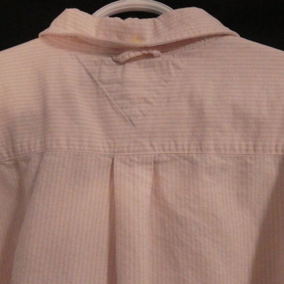 TOMMY HILFIGER | xl - extra large | Pink and White Striped Dress Shirt W/ Pocket - Picture 10 of 14